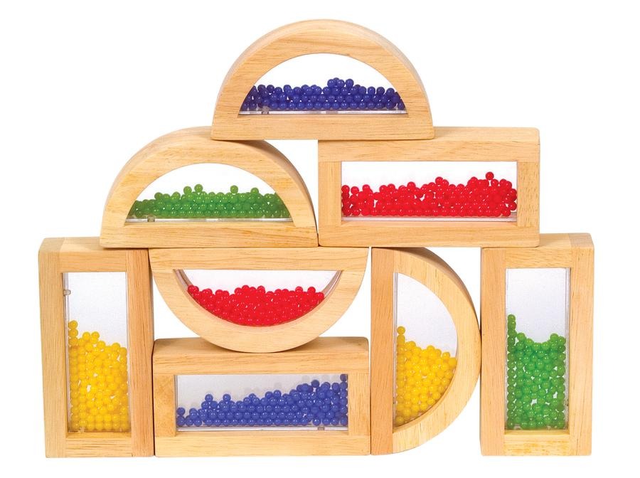 Sensory Blocks Beads 8 Pcs | Wooden Montessori Sensory Learning Toy for Kids