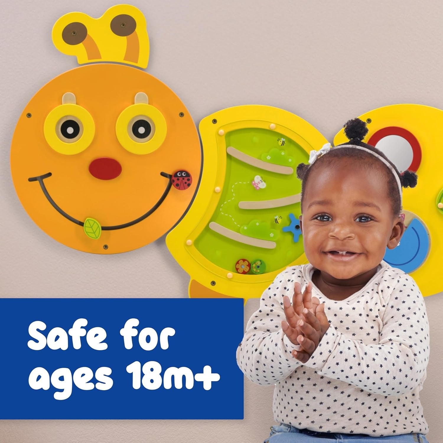 Junior Caterpillar Wall Activity Panel Kids | Montessori Sensory Busy Board Toy
