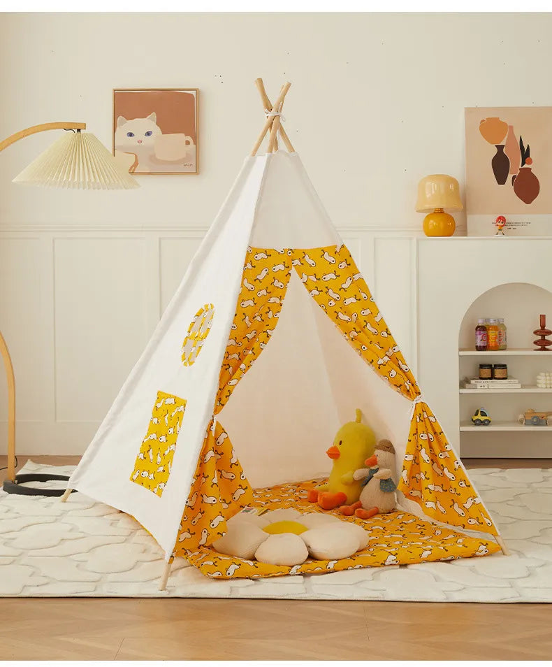 Kids Teepee Tent Indoor & Outdoor | Wooden Playhouse Tent for Kids