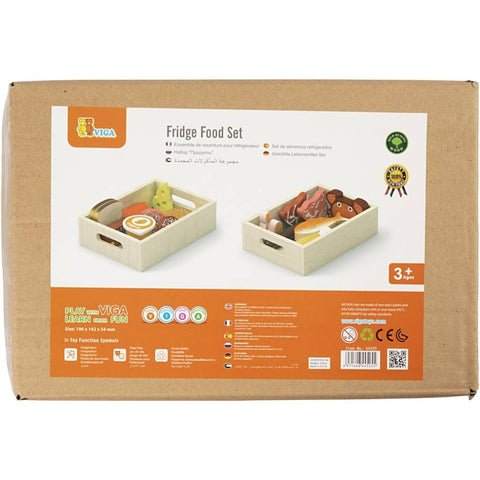 Wooden Fridge Food Set Kids | Montessori Pretend Play Kitchen Toy