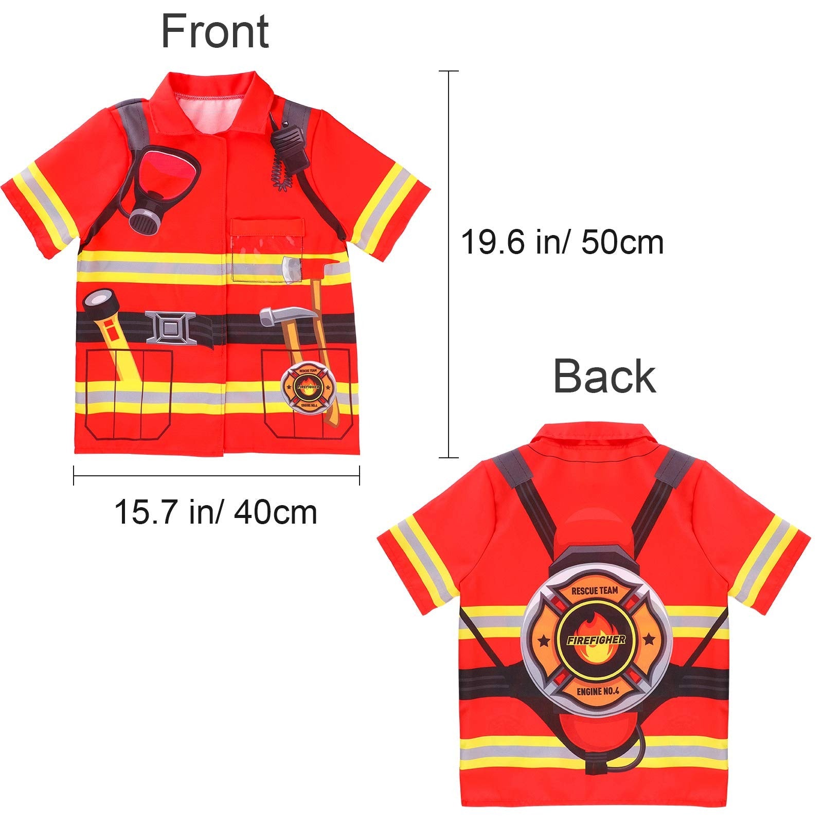 Firefighter Costume Set 8 Pcs | Kids Role Play Fire Rescue Dress Up Kit