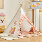 Kids Teepee Tent Indoor & Outdoor | Wooden Playhouse Tent for Kids