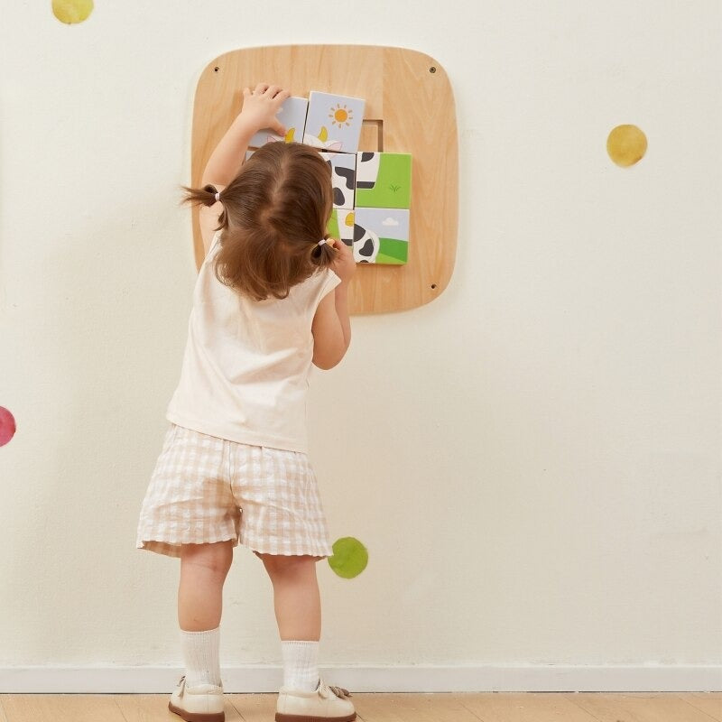 Wall Activity Panel Picture Puzzle | Montessori Magnetic Pinball Toy for Kids