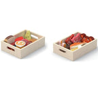 Wooden Fridge Food Set Kids | Montessori Pretend Play Kitchen Toy