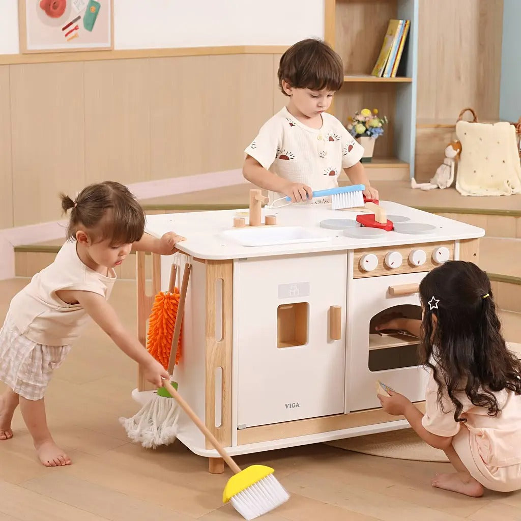 Life Skills Play Center Kids Wooden Activity Kitchen | Montessori Role Play Toy