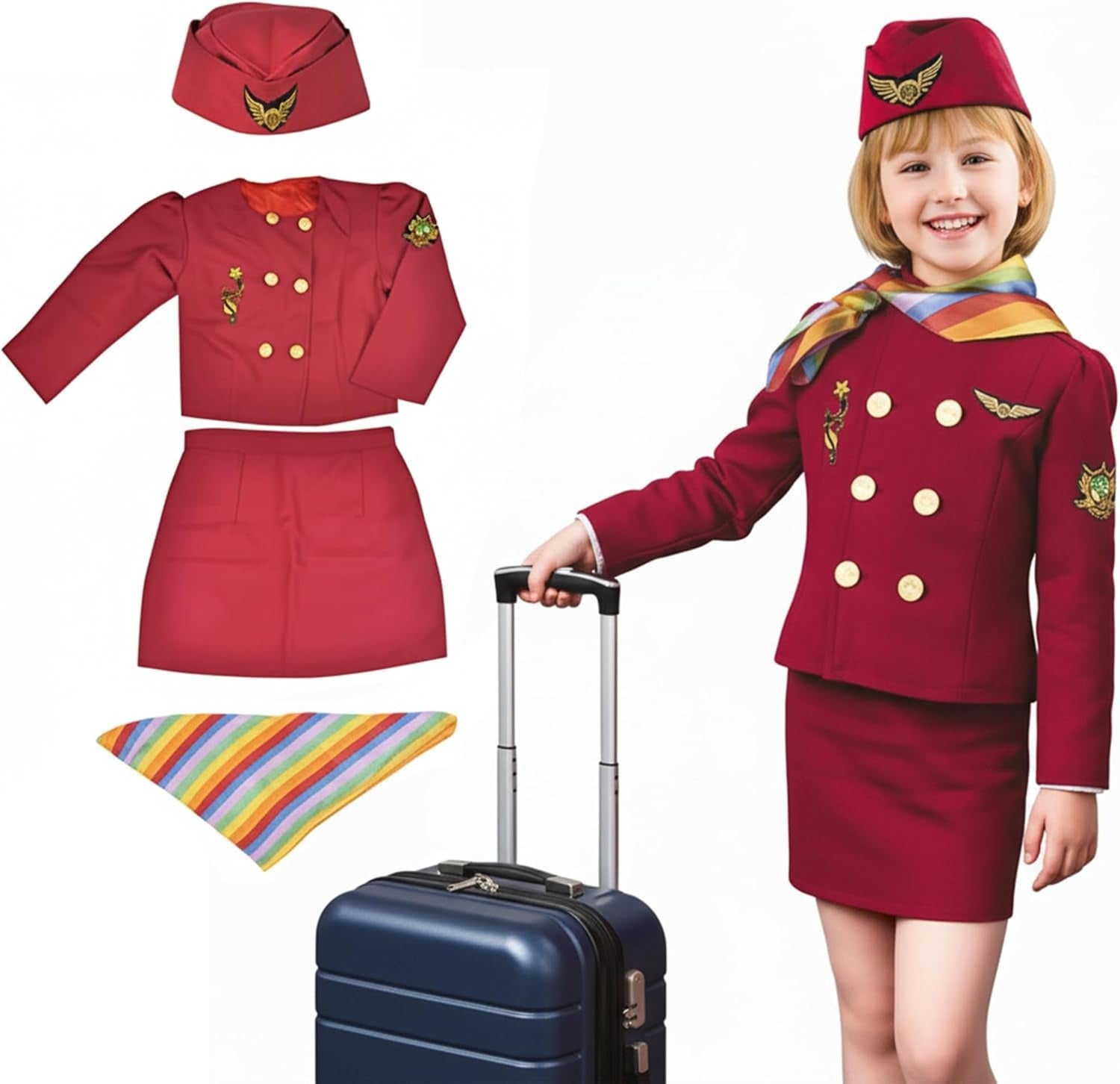 Air Hostess Costume for Kids | Flight Attendant Dress-Up Role Play Set