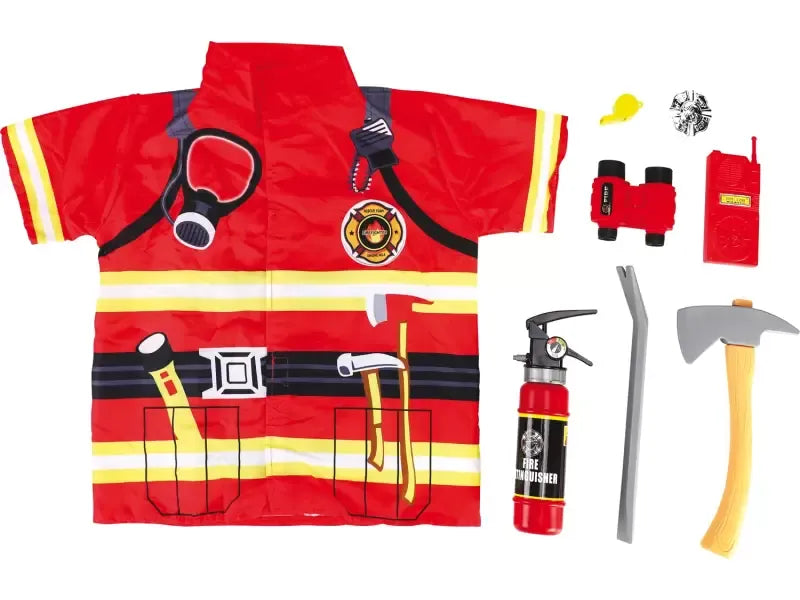 Firefighter Costume Set 8 Pcs | Kids Role Play Fire Rescue Dress Up Kit