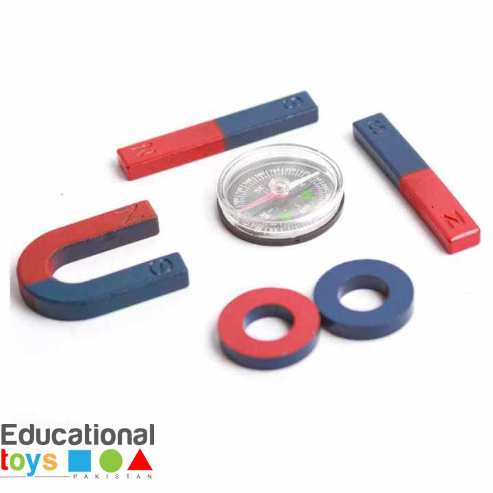 Kids Magnet Set with Compass 6 Pcs | STEM Science Experiment Educational Toy