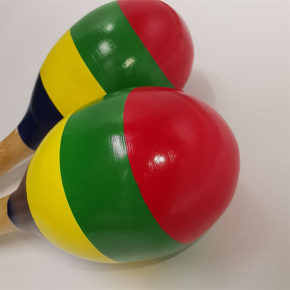 Large Wooden Maracas Pair | Hand-Painted Kids Musical Instrument Shakers