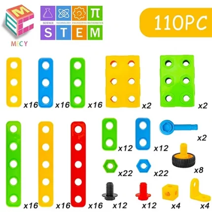 Construction Engineering Building Blocks 110 Pcs | STEM Educational Building Toy Set for Kids