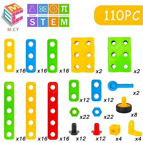 Construction Engineering Building Blocks 101 Pcs | STEM Educational Construction Toy Set for Kids