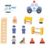 Wooden Play Police Station Set | 3-Story Police Role Play Toy for Kids