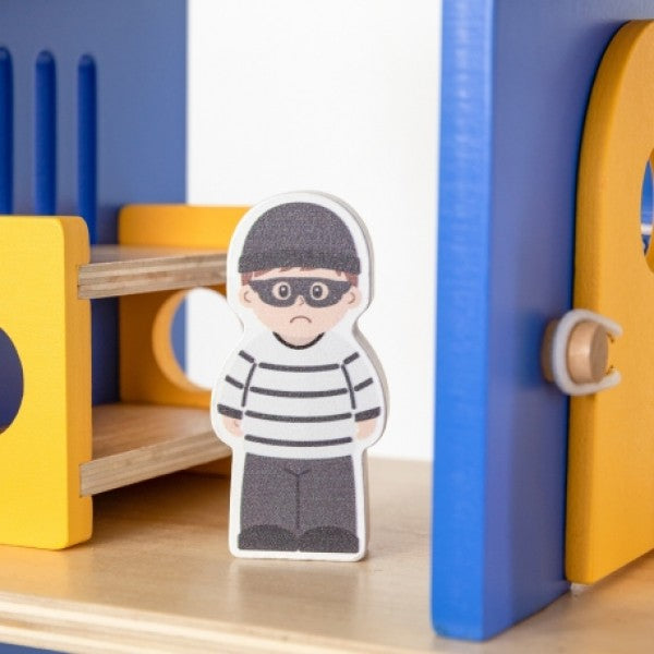 Wooden Play Police Station Set | 3-Story Police Role Play Toy for Kids