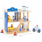 Wooden Play Police Station Set | 3-Story Police Role Play Toy for Kids