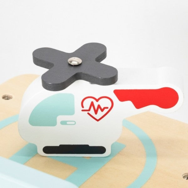 Wooden Hospital With Ambulance Elevator Set 15 pcs