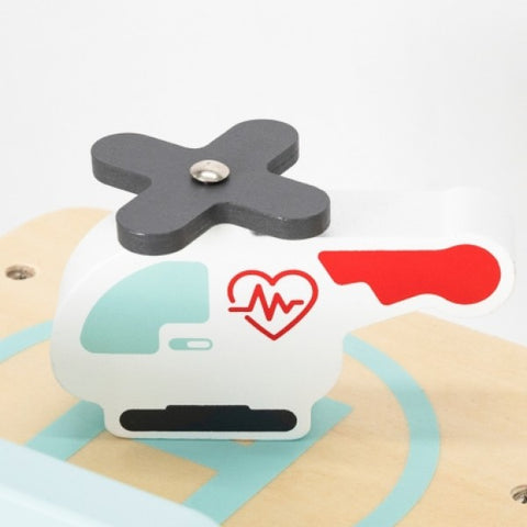 Wooden Hospital With Ambulance Elevator Set 15 pcs