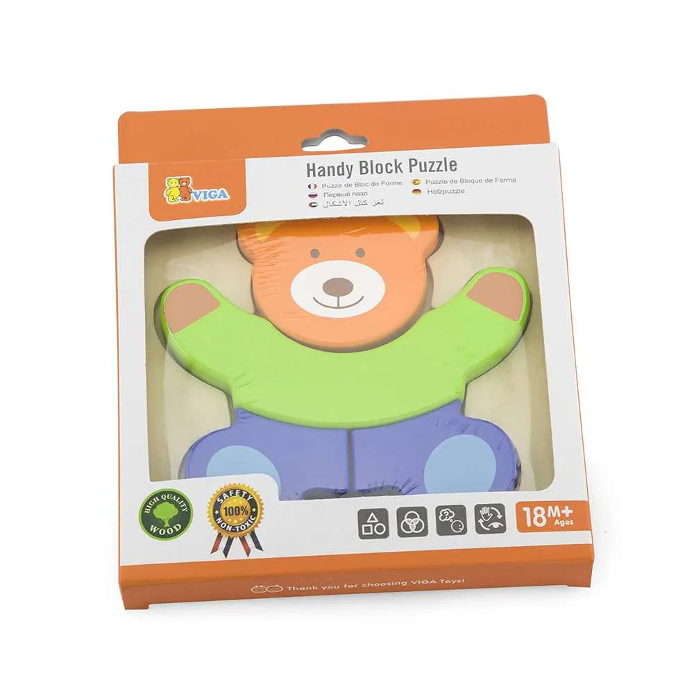 Wooden Shape Puzzle Bear | Kids 5-Piece Educational Learning Puzzle Toy 18M+