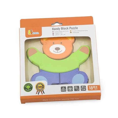 Wooden Shape Puzzle Bear | Kids 5-Piece Educational Learning Puzzle Toy 18M+