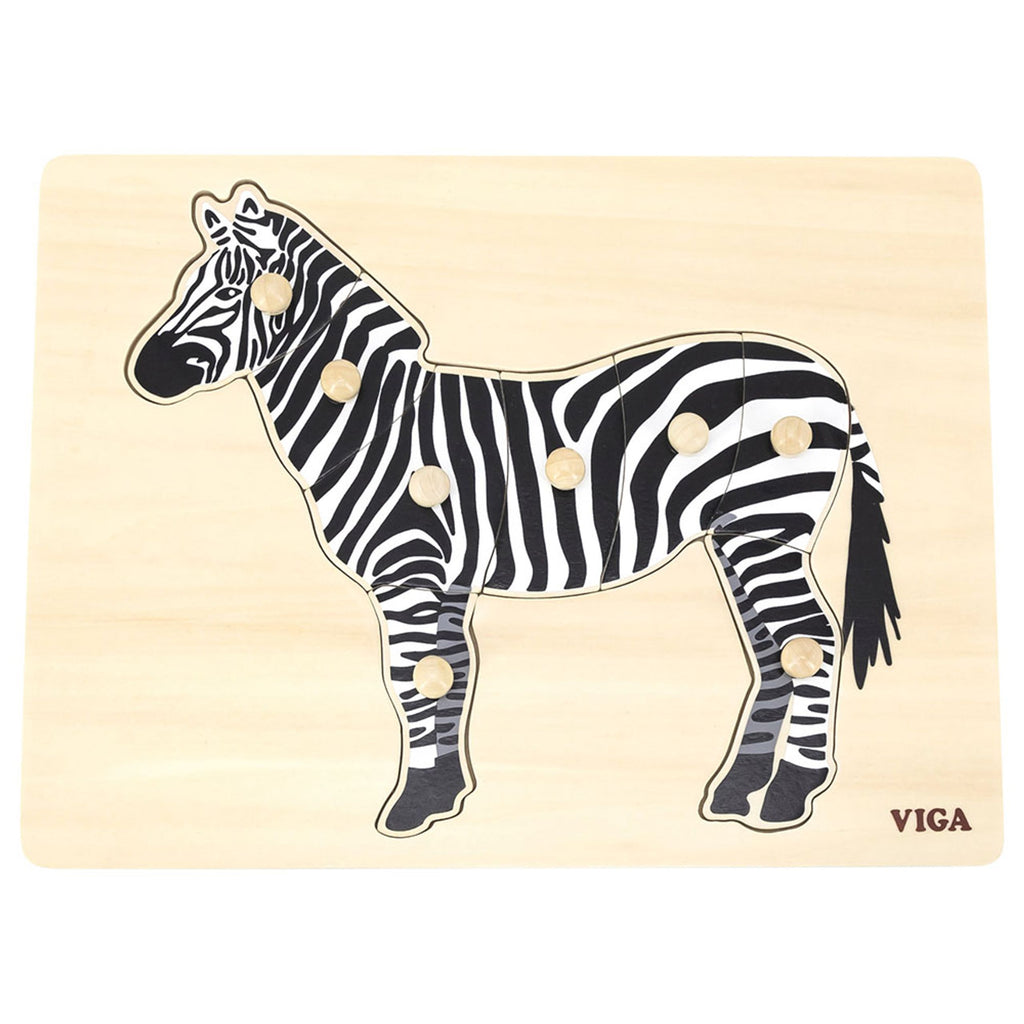 Montessori Wooden Zebra Puzzle | Animal Sensory Learning Toy for Kids 18+ Months