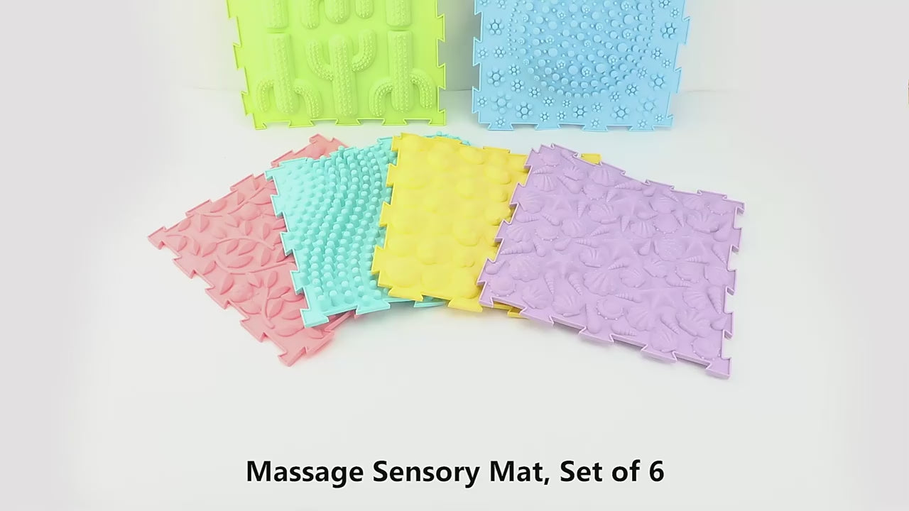Massage Orthopedic Sensory Floor Mats 6 PCS | Kids Foot Massage Play Mat Set