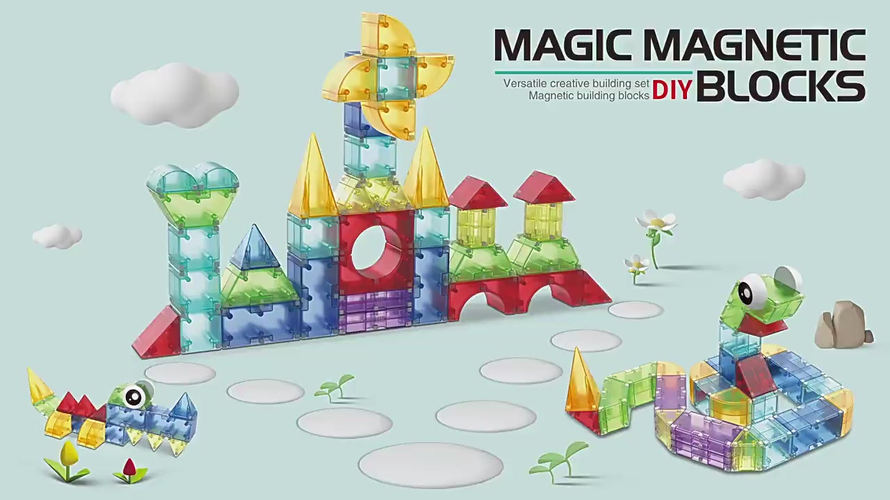 Magic Magnetic DIY Blocks 32 Pcs | Light Up Magnetic Building Toys for Kids 3+
