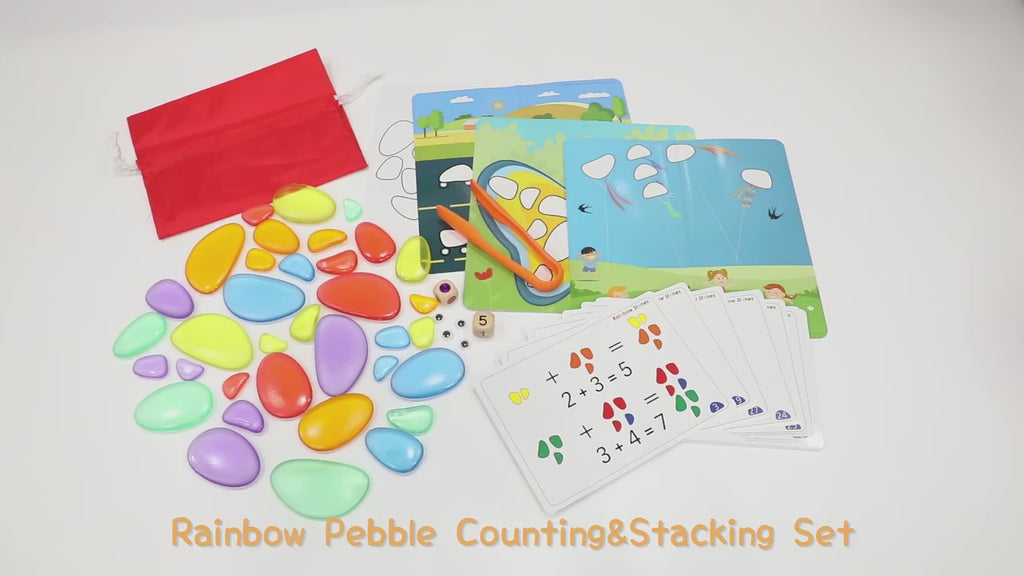 Rainbow Pebbles Transparent Sorting Stacking Stones | 36 PCS Learning Set