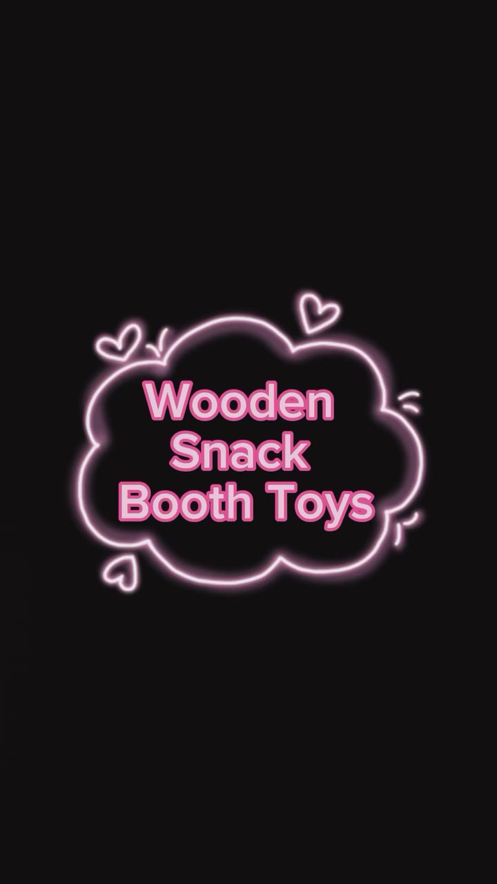 Wooden Snack Food Cart for Kids | Grocery Store Pretend Play Set with Accessories