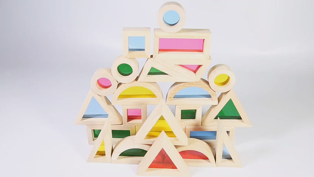 Kidpik Rainbow Wooden Blocks 24 Pcs | Kids Colorful Learning Building Toy Set