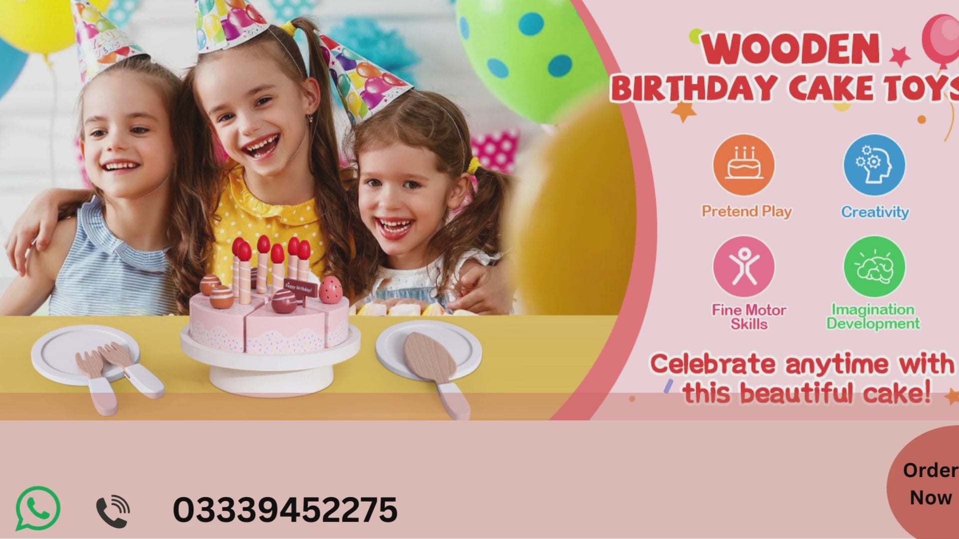 Interactive Birthday Cake Toy for Kids | Pretend Play Birthday Celebration Set 3+ Years