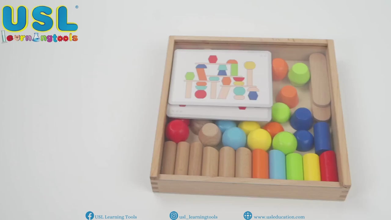 Wooden Blocks Tower Building Game 52 Pcs | Montessori Stacking & Logic Toy for Kids