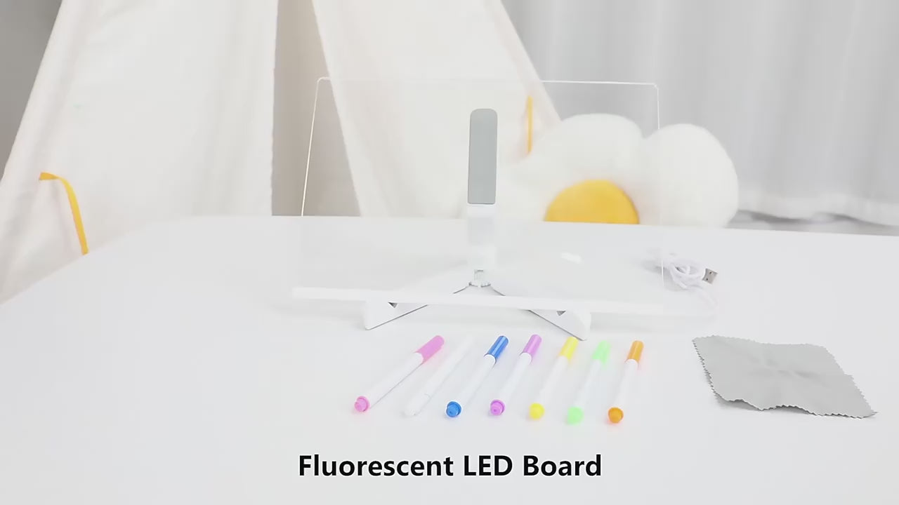 Fluorescent LED Board | Light Up Writing Memo Board for Kids & Home