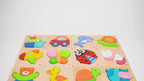 Block Puzzle 12 Pcs Set with Storage Shelf | Kids Wooden Jigsaw Learning Toy Age 3+