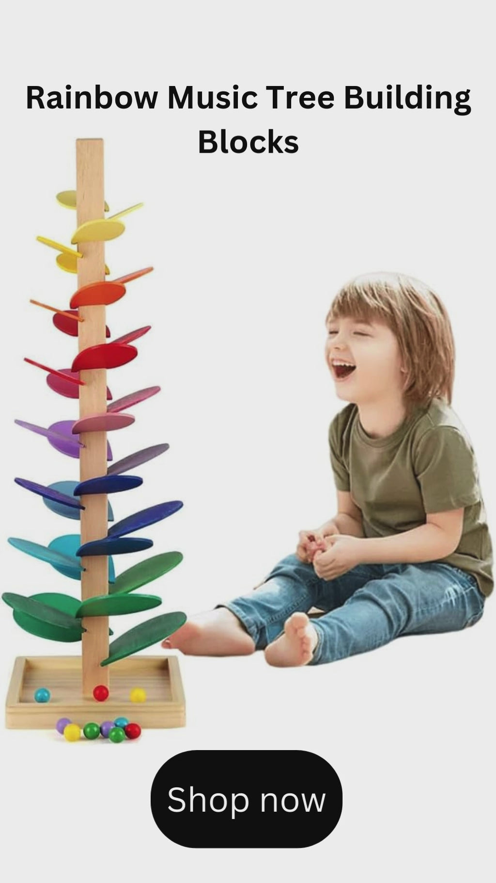 Musical Rainbow Tree Building Blocks Toy | Montessori Wooden Educational Music Toy Kids