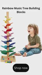Musical Rainbow Tree Building Blocks Toy | Montessori Wooden Educational Music Toy Kids
