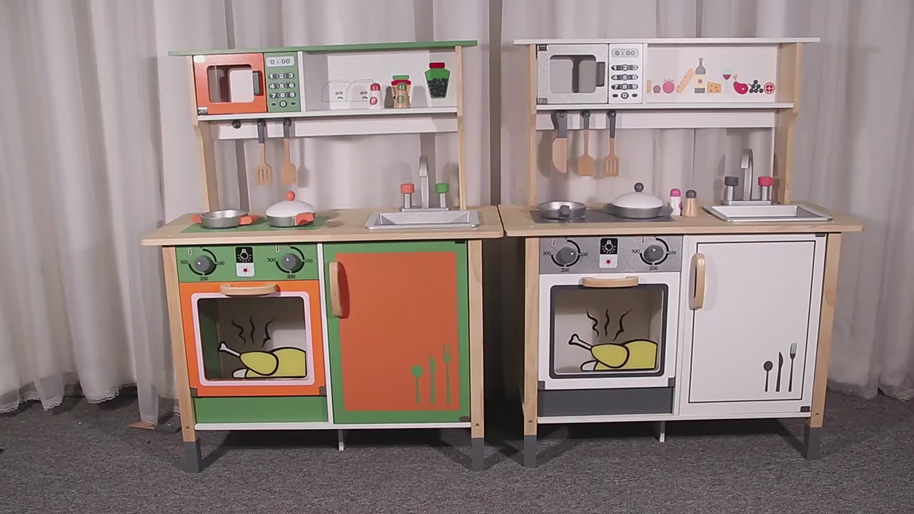Maya Modern Wooden Kitchen Set for Kids | Pretend Play Kitchenette with Accessories