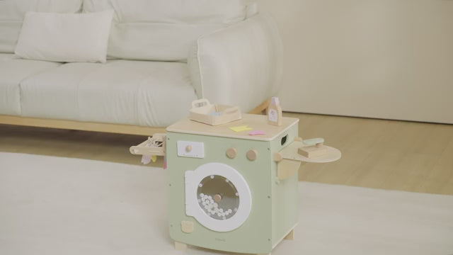 Wooden Washing Machine Set for Kids | Pretend Laundry Role Play Toy Age 3+