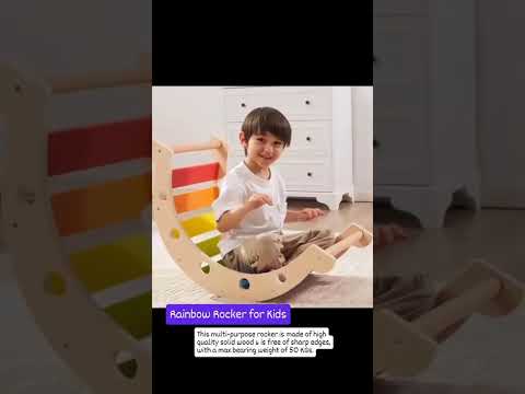 Rainbow Rocker Chair for Kids | Wooden Montessori Balance Rocker Toy