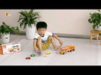 Wooden Car Carrier Truck Set Kids | Semi Trailer Toy with 4 Cars