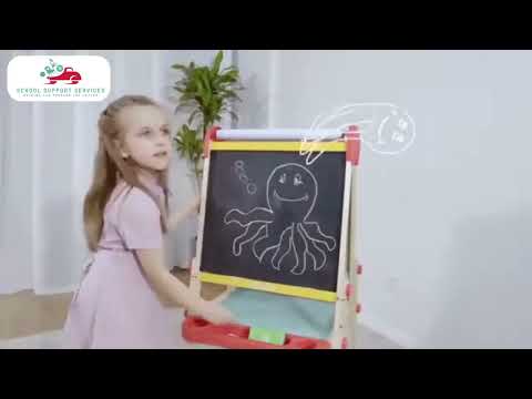 Standing Easel with Roll Paper | Kids Magnetic Drawing Board & Blackboard Set
