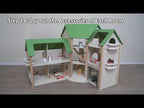 Wooden Doll House 6 Rooms Kids | 36 Accessories Pretend Play Dollhouse Set
