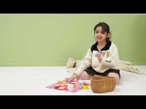 Wooden Picnic Set for Kids | Pretend Play Food Basket Toy Set 30 Pcs