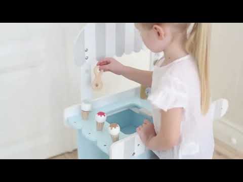 Wooden Ice Cream Cart Large | Kids Pretend Play Dessert Shop Toy with Accessories
