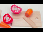 Wooden Cutting Breakfast Set Kids | Montessori Pretend Play Kitchen Food Toy