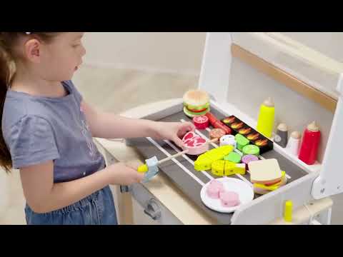 Wooden BBQ Set for Kids | 47-Piece Pretend Play Grill Toy with Accessories