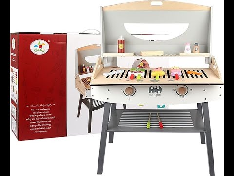 Wooden BBQ Set 47pcs | Kids Pretend Play Barbecue Grill Toy Set