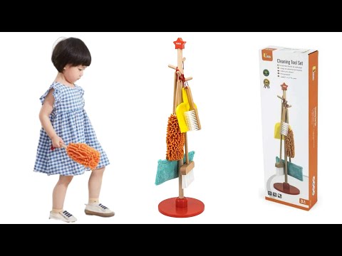 Wooden Cleaning Tool Set | Kids Pretend Play Housekeeping Toy Set
