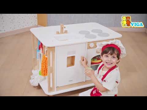 Life Skills Play Center Kids Wooden Activity Kitchen | Montessori Role Play Toy