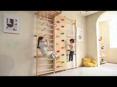 Swedish Ladder Climbing Set for Kids | Wall Climber, Ramp & Rope Panels Activity Unit