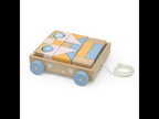 Pull Along Wooden Block Wagon Toy | 20 Pcs Stacking Blocks for Kids 18M+
