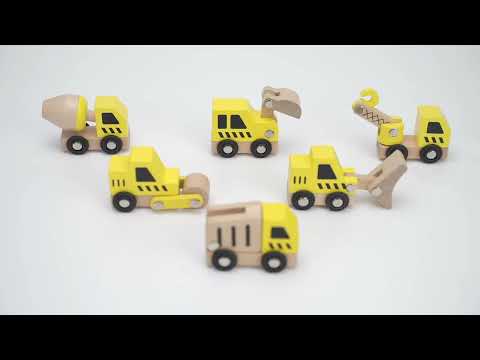 Construction Vehicles 6 Pcs Set | Wooden Truck Toys for Kids Pretend Play Age 3+